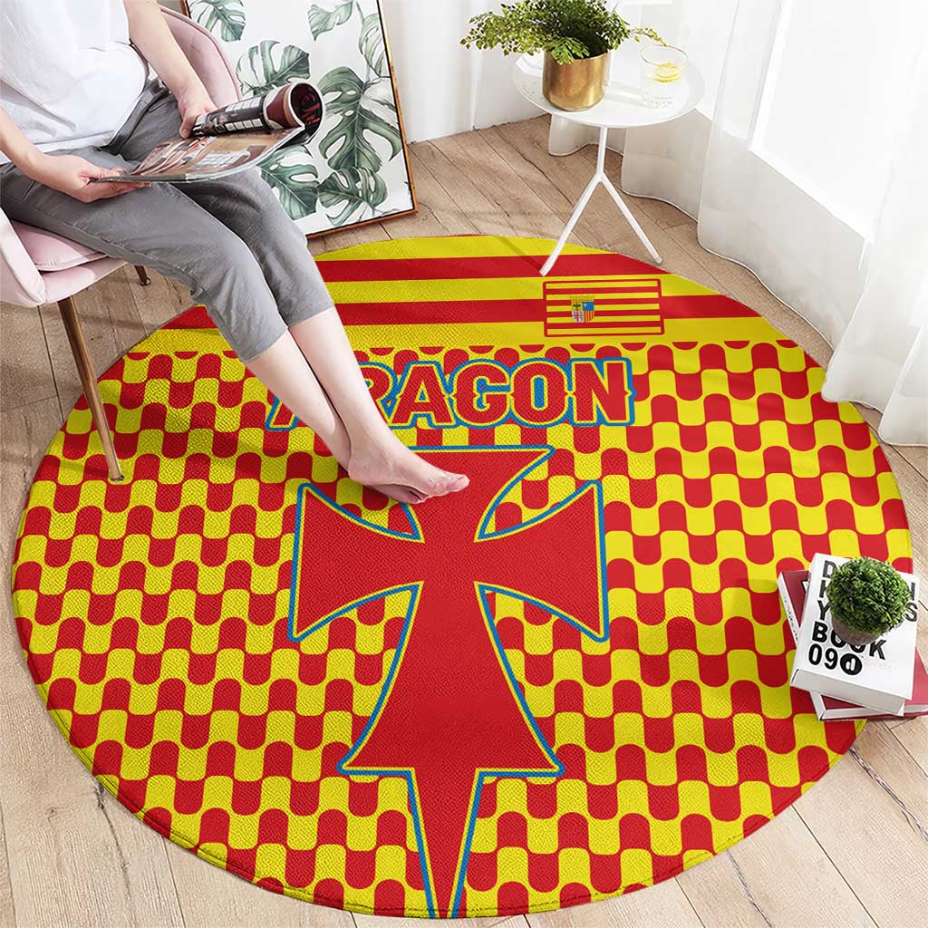Aragon Flag Round Carpet Autonomous Community of Spain - Wonder Print Shop
