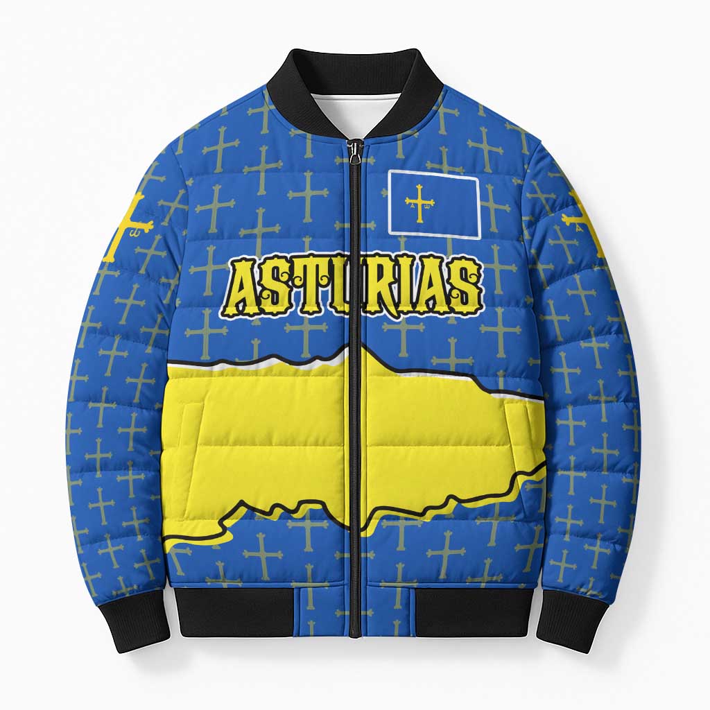 Asturias Flag Bomber Puffer Jacket Autonomous Community of Spain - Wonder Print Shop