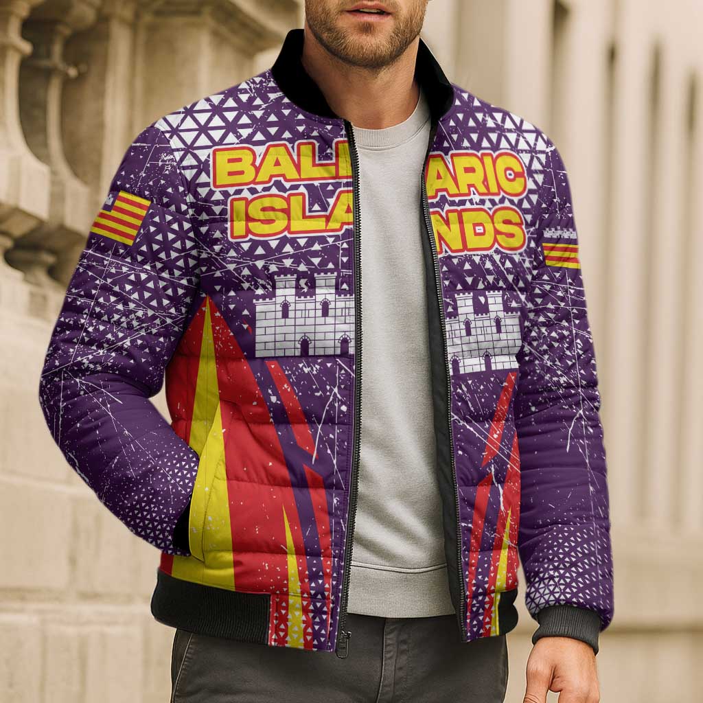 Balearic Islands Flag Bomber Puffer Jacket Autonomous Community of Spain - Wonder Print Shop