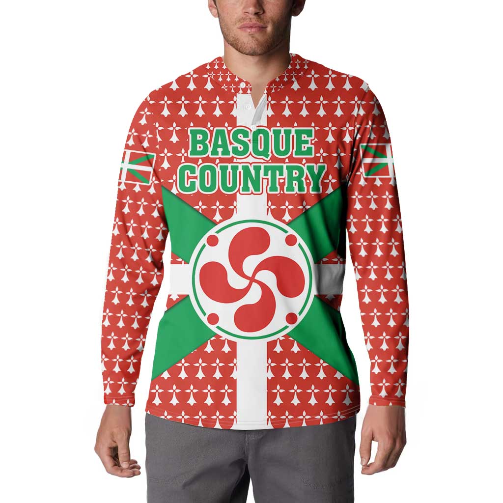 Basque Country Flag Button Sweatshirt Autonomous Community of Spain - Wonder Print Shop
