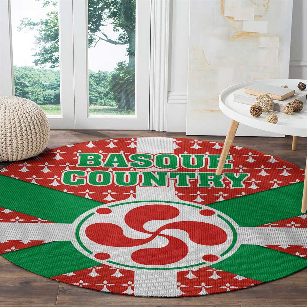 Basque Country Flag Round Carpet Autonomous Community of Spain - Wonder Print Shop