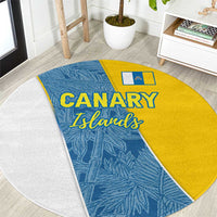 Round carpet with blue-and-yellow Canary Islands flag and CANARY Islands text