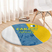 Round carpet showing the blue-and-yellow Canary Islands flag with CANARY Islands lettering