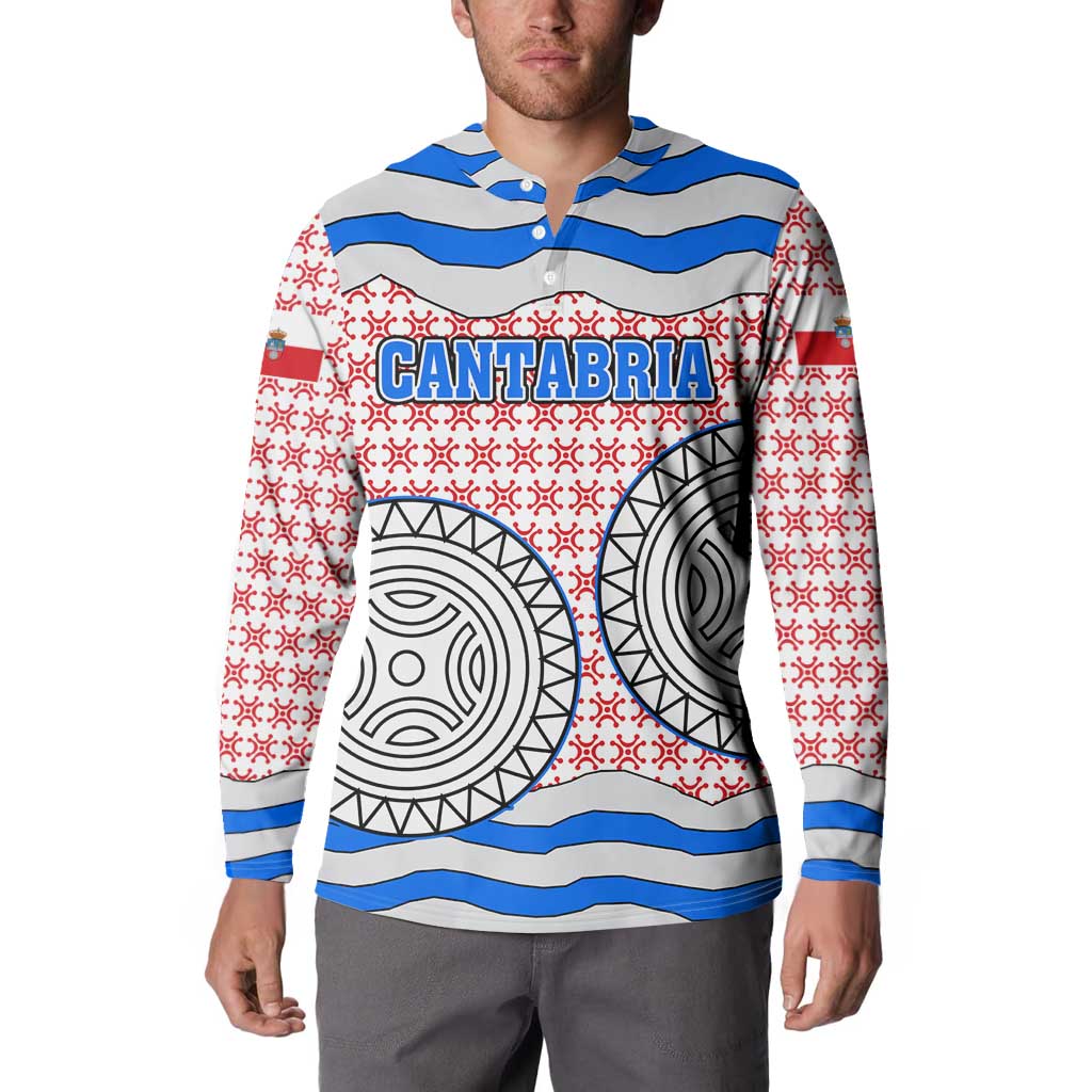 Cantabria Flag Button Sweatshirt Autonomous Community of Spain - Wonder Print Shop