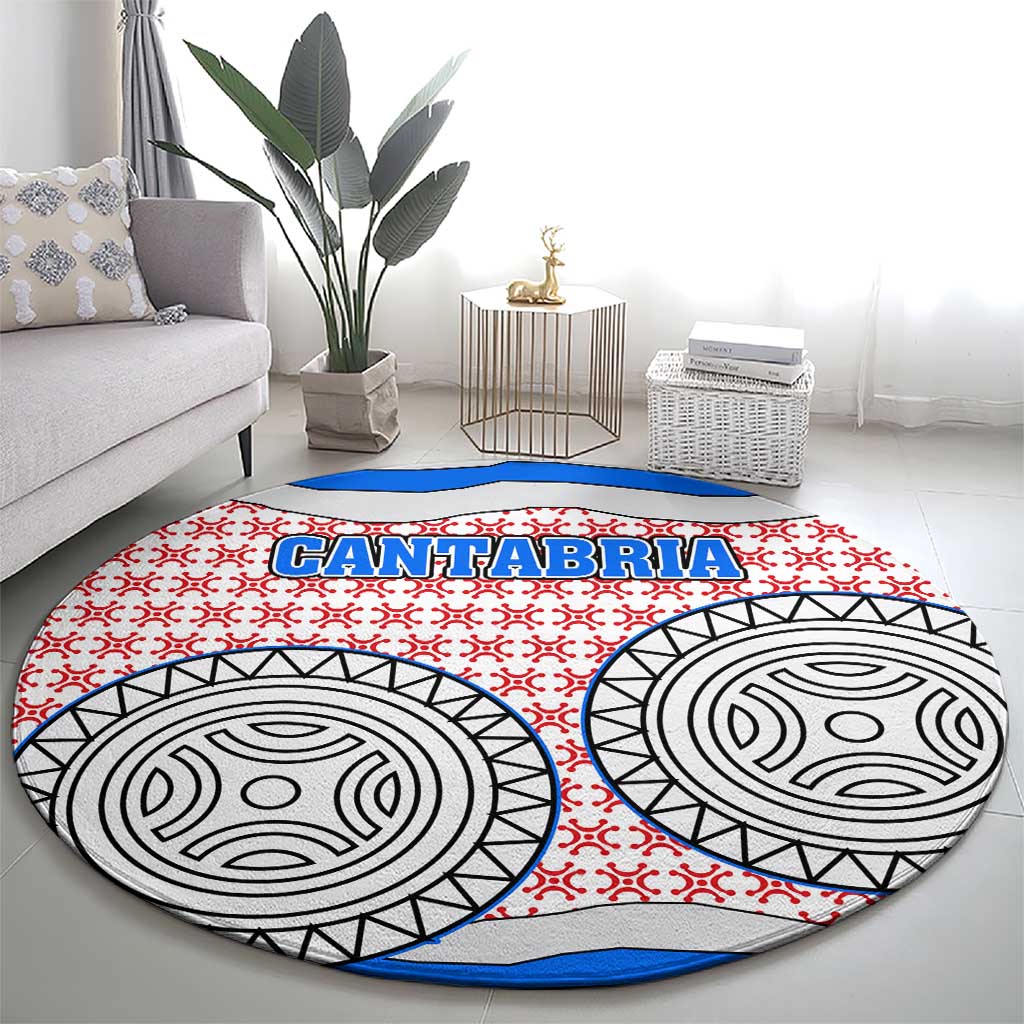 Cantabria Flag Round Carpet Autonomous Community of Spain - Wonder Print Shop