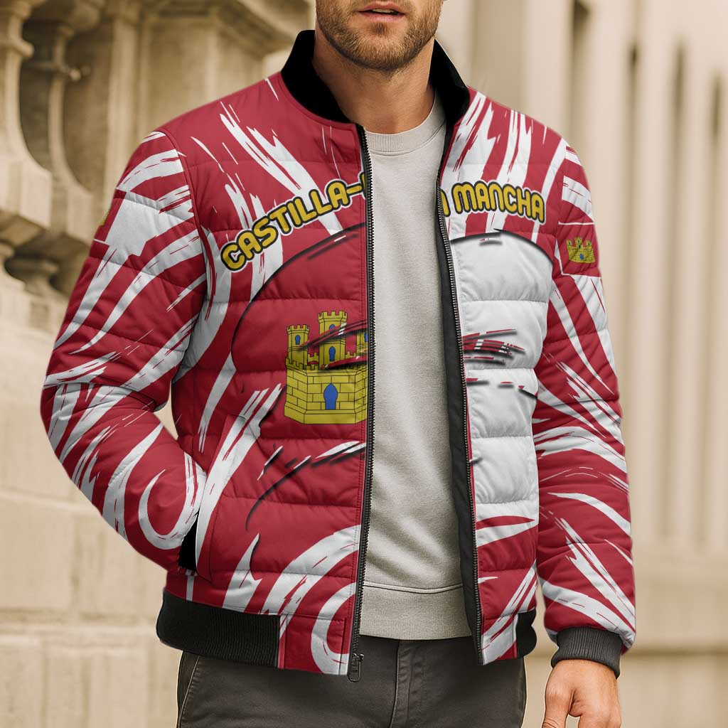 Castilla La Mancha Flag Bomber Puffer Jacket Autonomous Community of Spain - Wonder Print Shop