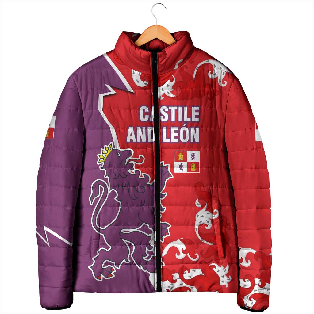 Castile and León Flag Padded Jacket Autonomous Community of Spain - Wonder Print Shop