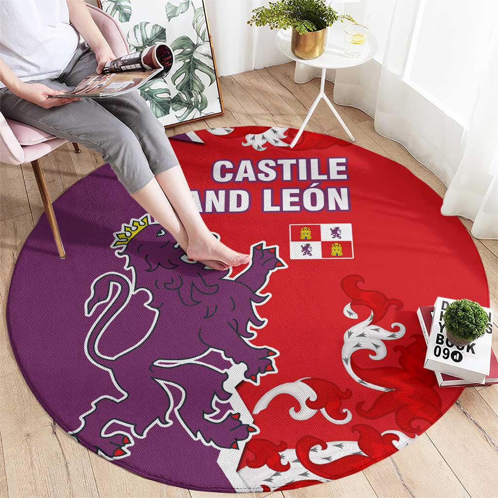 Castile and León Flag Round Carpet Autonomous Community of Spain - Wonder Print Shop