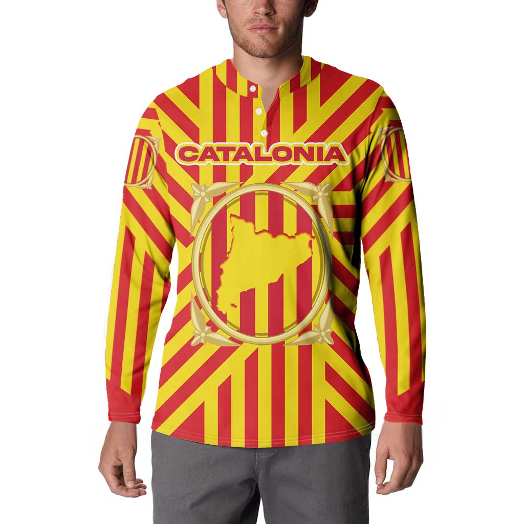 Catalonia Flag Button Sweatshirt Autonomous Community of Spain - Wonder Print Shop