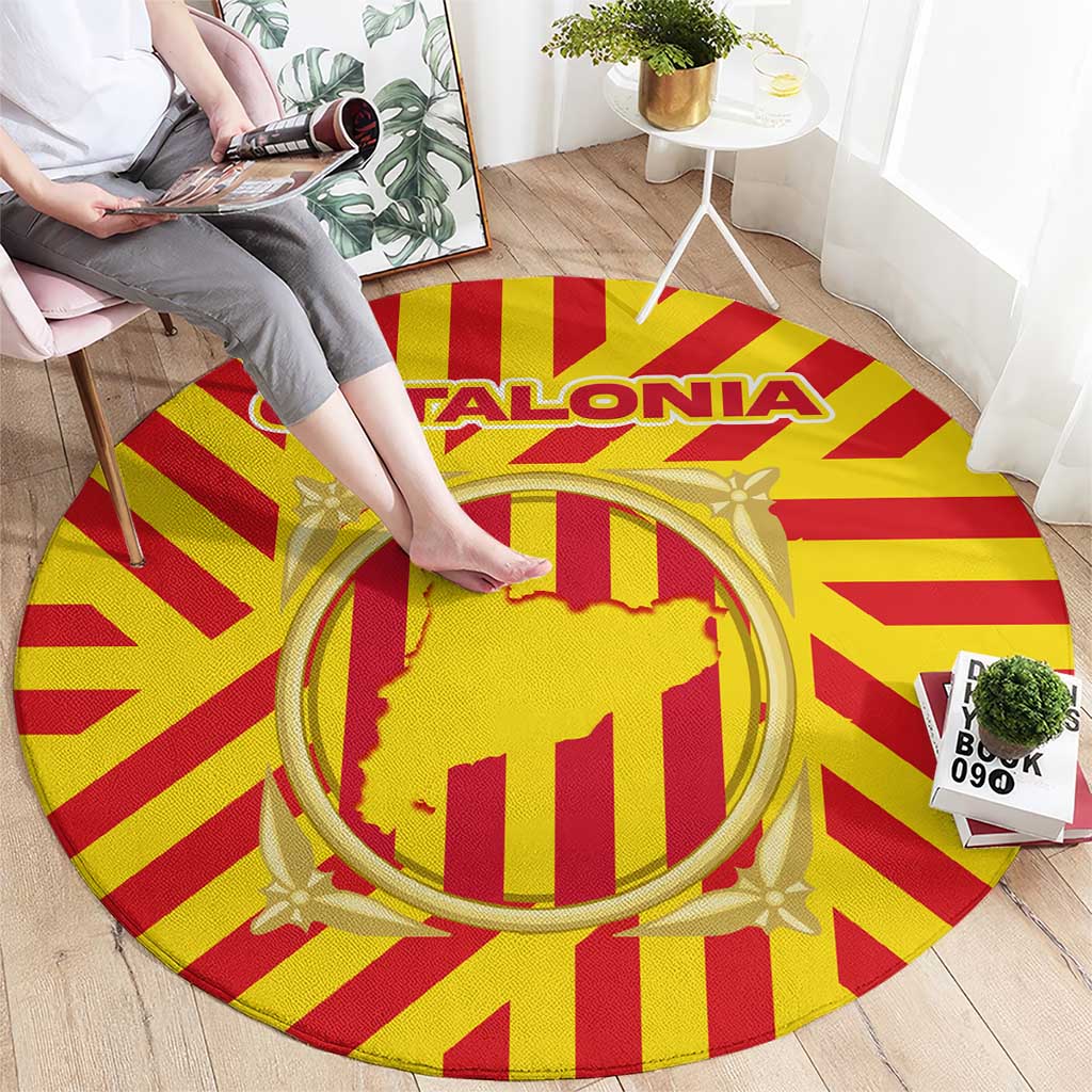 Catalonia Flag Round Carpet Autonomous Community of Spain - Wonder Print Shop