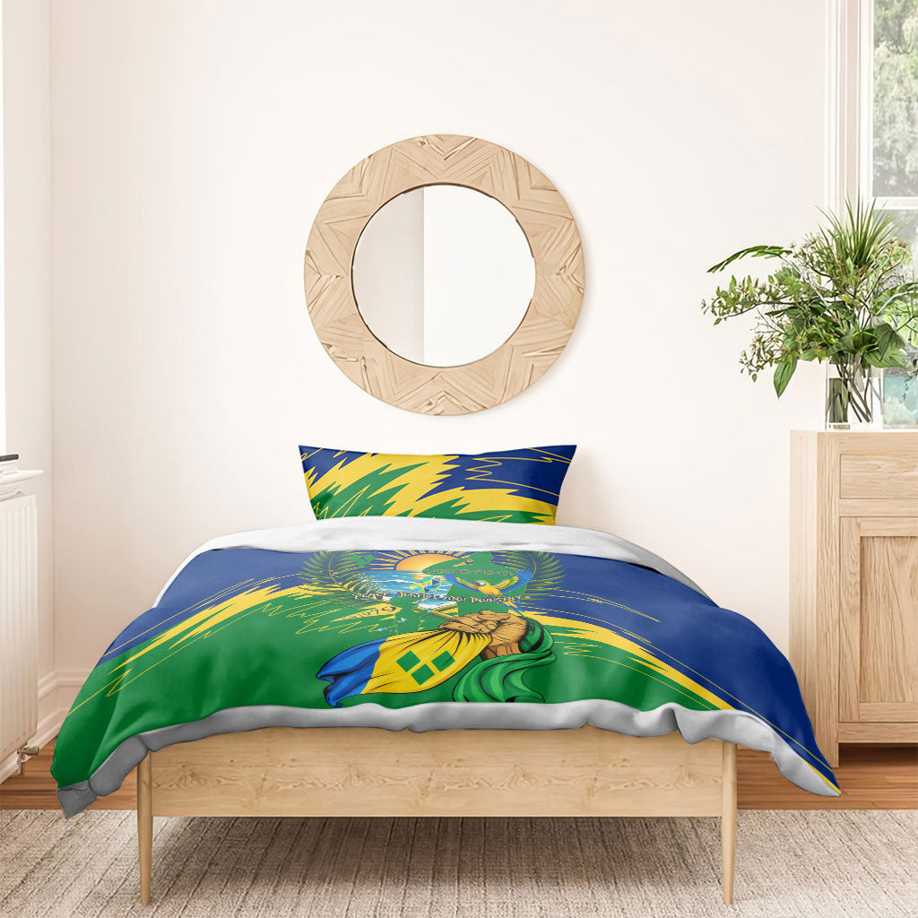 Saint Vincent and the Grenadines Independence Day Bedding Set Caribbean Flag Parrot Hairouna Pride