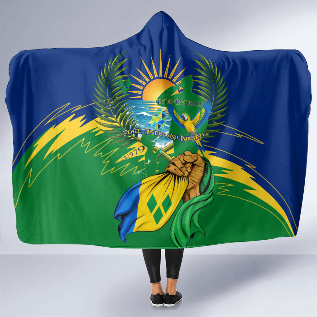Saint Vincent and the Grenadines Independence Day Hooded Blanket Caribbean Flag Parrot Hairouna Pride