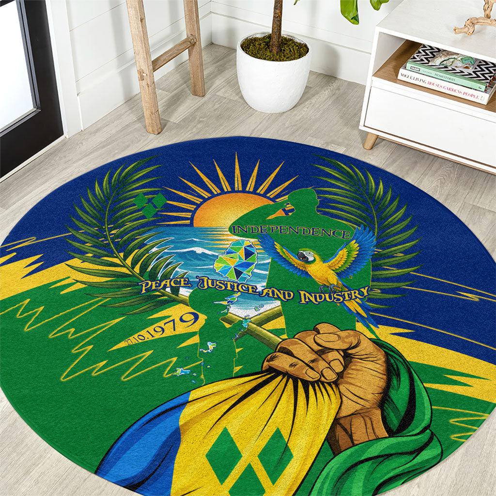 Saint Vincent and the Grenadines Independence Day Round Carpet Caribbean Flag Parrot Hairouna Pride