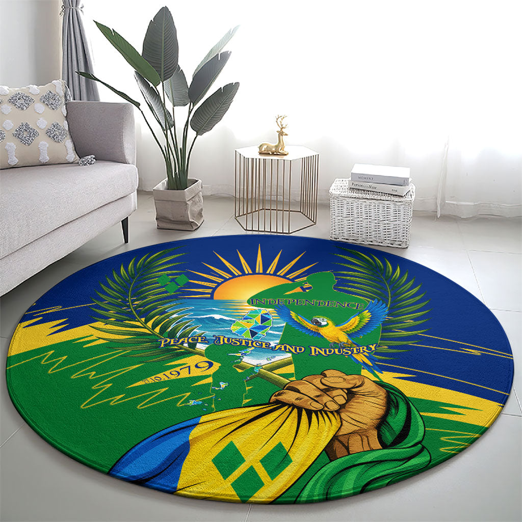 Saint Vincent and the Grenadines Independence Day Round Carpet Caribbean Flag Parrot Hairouna Pride