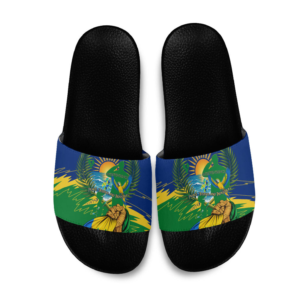 Saint Vincent and the Grenadines Independence Day Slide Sandals Caribbean Flag Parrot Hairouna Pride