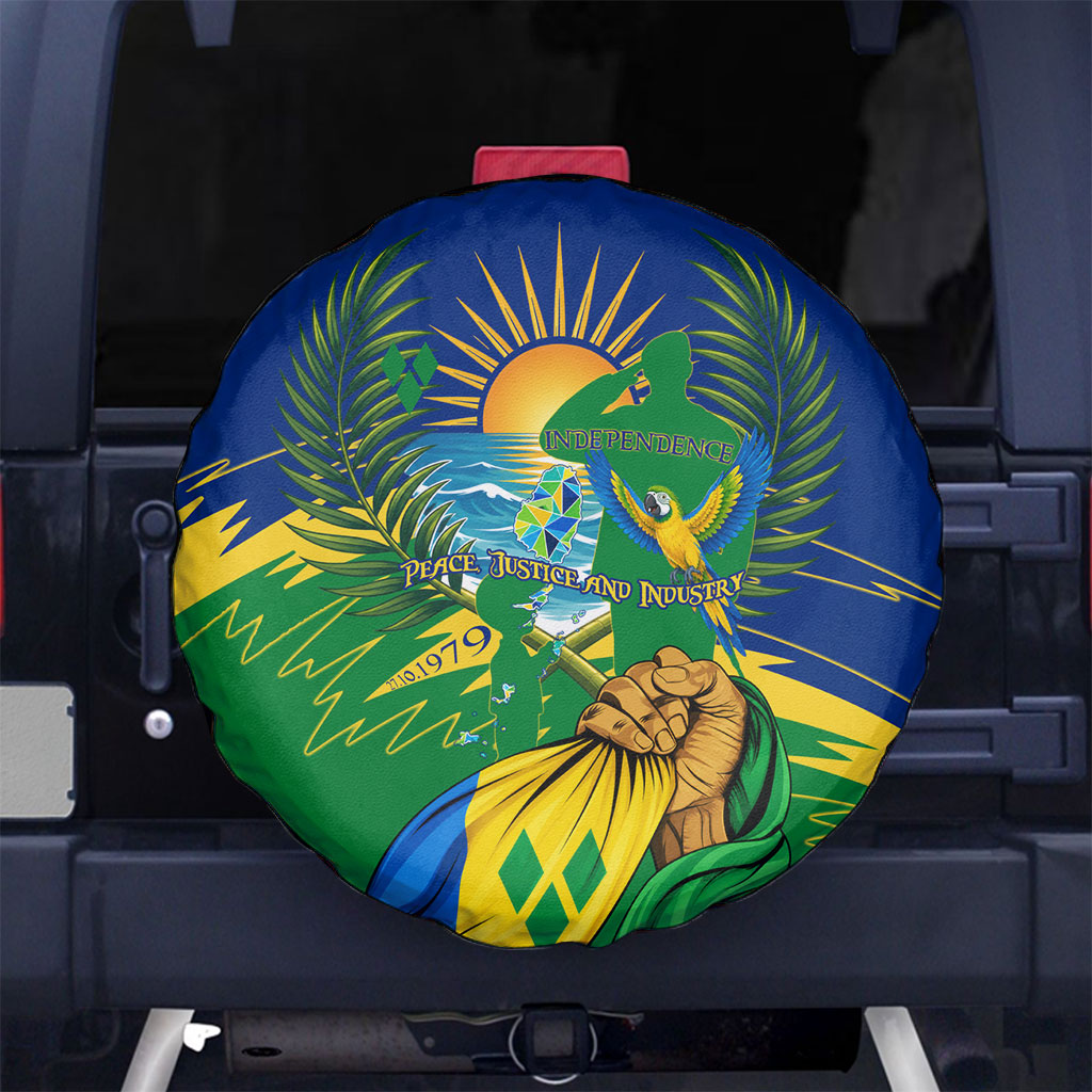 Saint Vincent and the Grenadines Independence Day Spare Tire Cover Caribbean Flag Parrot Hairouna Pride