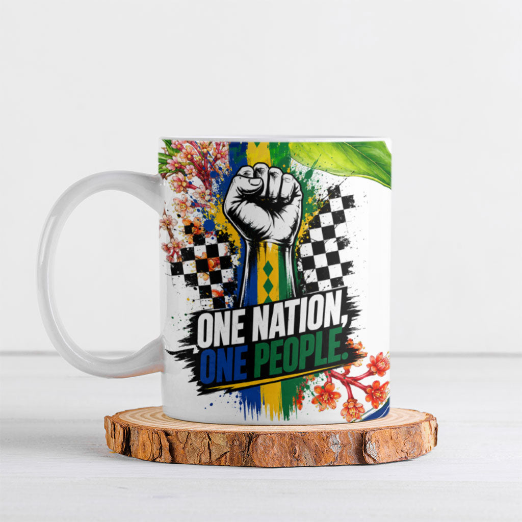 Saint Vincent and the Grenadines Independence Day Ceramic Mug One Nation One People Vincy Flag Floral