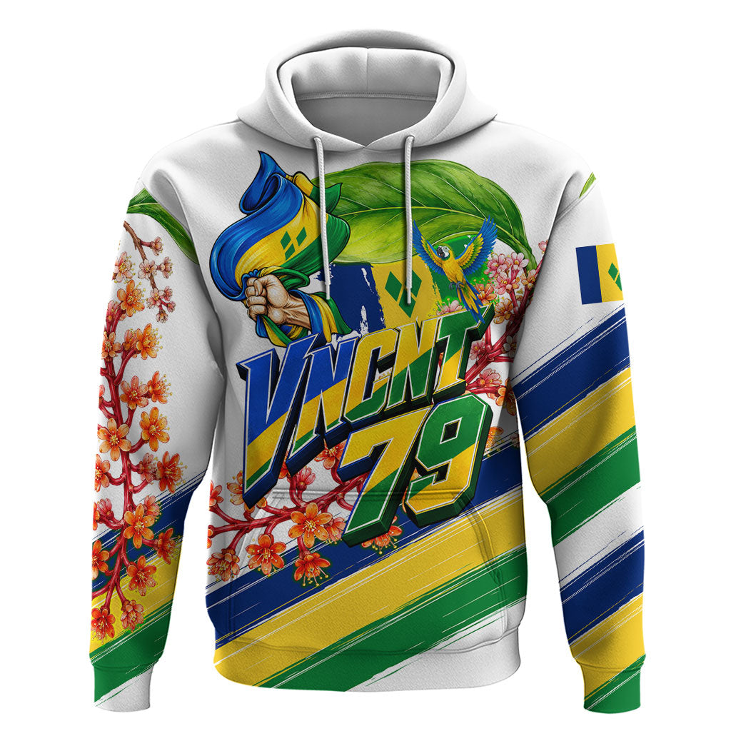 Saint Vincent and the Grenadines Independence Day Hoodie One Nation One People Vincy Flag Floral