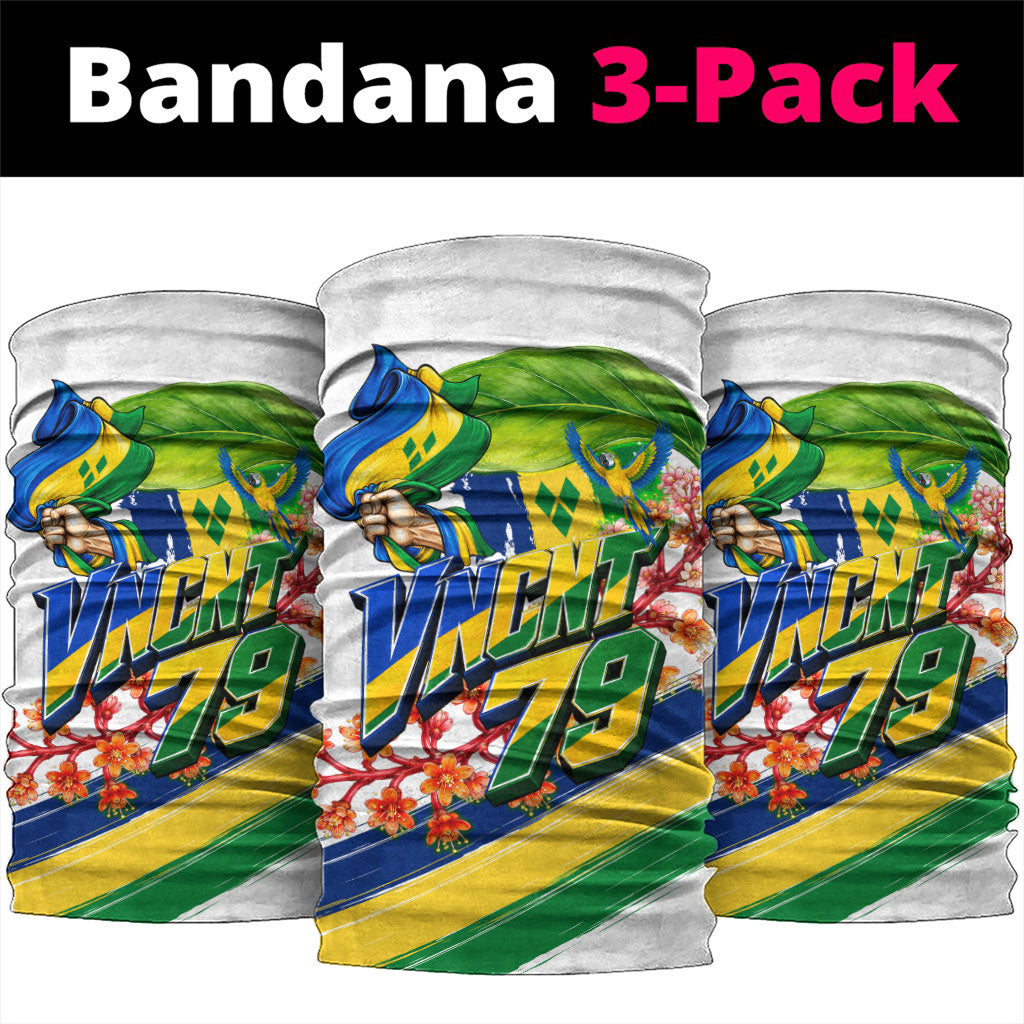 Saint Vincent and the Grenadines Independence Day Neck Gaiter One Nation One People Vincy Flag Floral