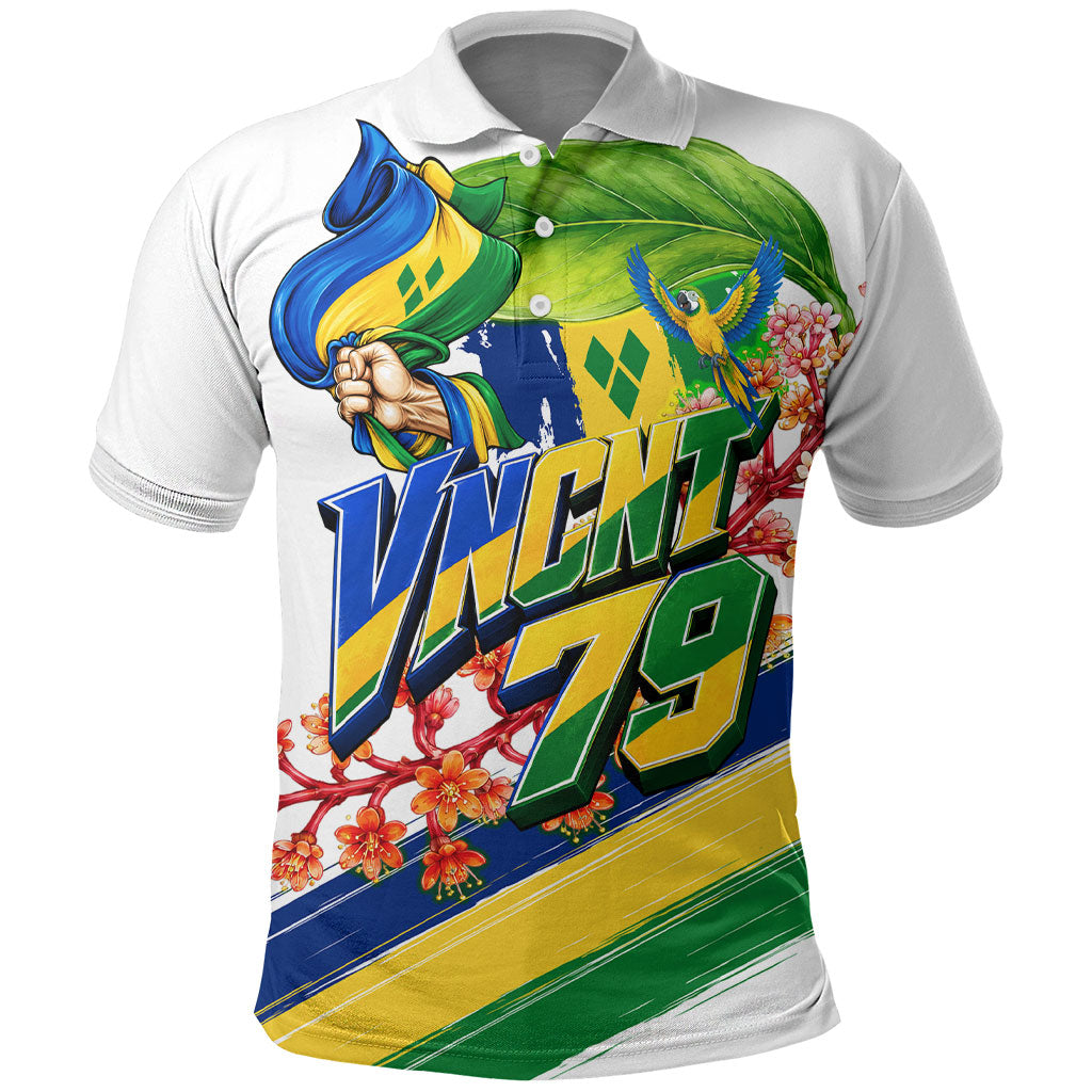 Saint Vincent and the Grenadines Independence Day Polo Shirt One Nation One People Vincy Flag Floral