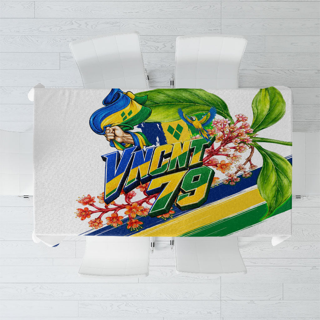 Saint Vincent and the Grenadines Independence Day Tablecloth One Nation One People Vincy Flag Floral