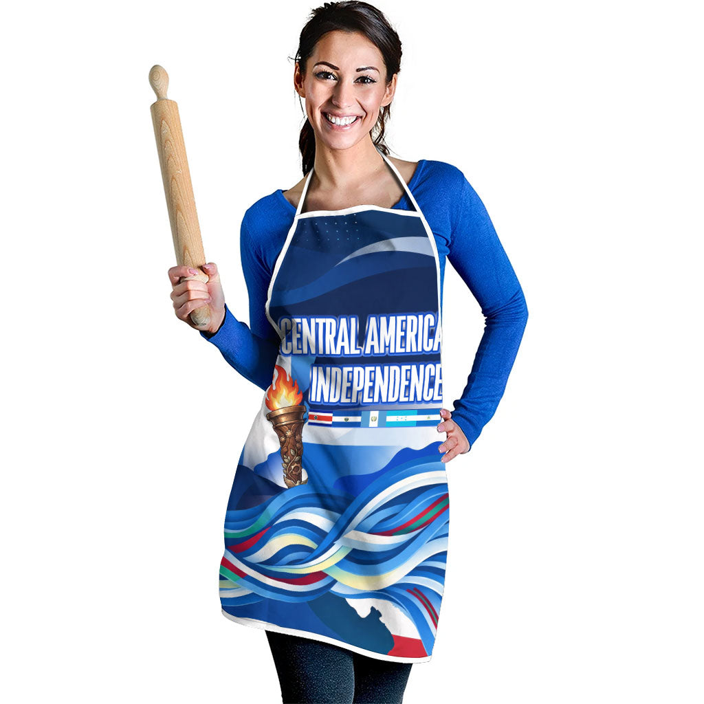 Central America Independence Rise Together Apron Blue White Flag Map Crest Torch Independence Day