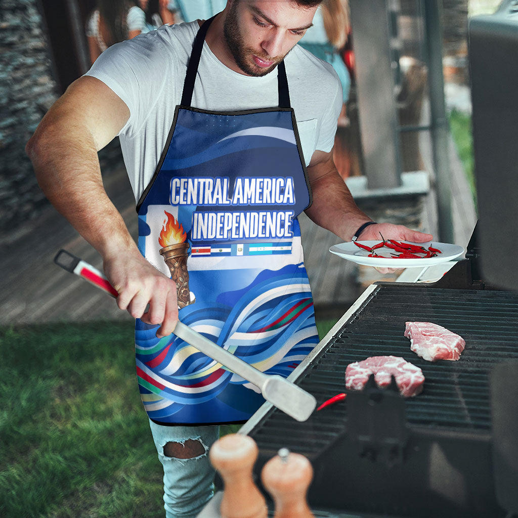 Central America Independence Rise Together Apron Blue White Flag Map Crest Torch Independence Day