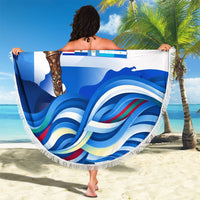 Central America Independence Rise Together Beach Blanket Blue White Flag Map Crest Torch Independence Day