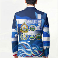 Central America Independence Rise Together Blazer Blue White Flag Map Crest Torch Independence Day