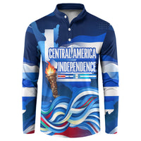 Central America Independence Rise Together Button Sweatshirt Blue White Flag Map Crest Torch Independence Day