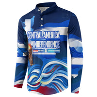 Central America Independence Rise Together Button Sweatshirt Blue White Flag Map Crest Torch Independence Day