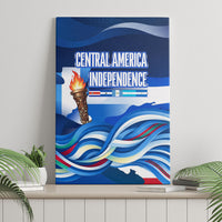 Central America Independence Rise Together Canvas Wall Art Blue White Flag Map Crest Torch Independence Day