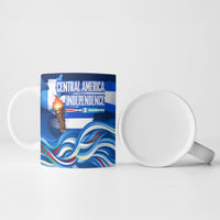 Central America Independence Rise Together Ceramic Mug Blue White Flag Map Crest Torch Independence Day