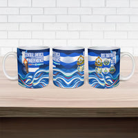 Central America Independence Rise Together Ceramic Mug Blue White Flag Map Crest Torch Independence Day