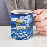 Central America Independence Rise Together Ceramic Mug Blue White Flag Map Crest Torch Independence Day