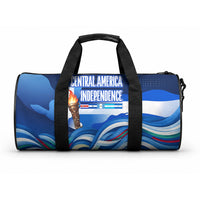 Central America Independence Rise Together Duffle Bag Blue White Flag Map Crest Torch Independence Day