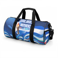 Central America Independence Rise Together Duffle Bag Blue White Flag Map Crest Torch Independence Day