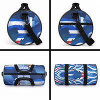 Central America Independence Rise Together Duffle Bag Blue White Flag Map Crest Torch Independence Day