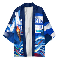 Central America Independence Rise Together Kimono Blue White Flag Map Crest Torch Independence Day