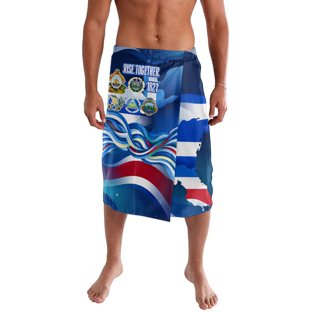 Central America Independence Rise Together Lavalava Blue White Flag Map Crest Torch Independence Day