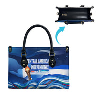 Central America Independence Rise Together Leather Bag Blue White Flag Map Crest Torch Independence Day