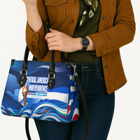 Central America Independence Rise Together Leather Bag Blue White Flag Map Crest Torch Independence Day