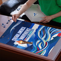 Central America Independence Rise Together Puzzle Blue White Flag Map Crest Torch Independence Day
