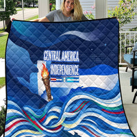 Central America Independence Rise Together Quilt Blue White Flag Map Crest Torch Independence Day
