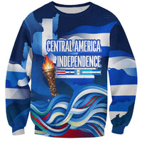 Central America Independence Rise Together Sweatshirt Blue White Flag Map Crest Torch Independence Day