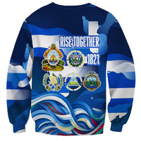 Central America Independence Rise Together Sweatshirt Blue White Flag Map Crest Torch Independence Day