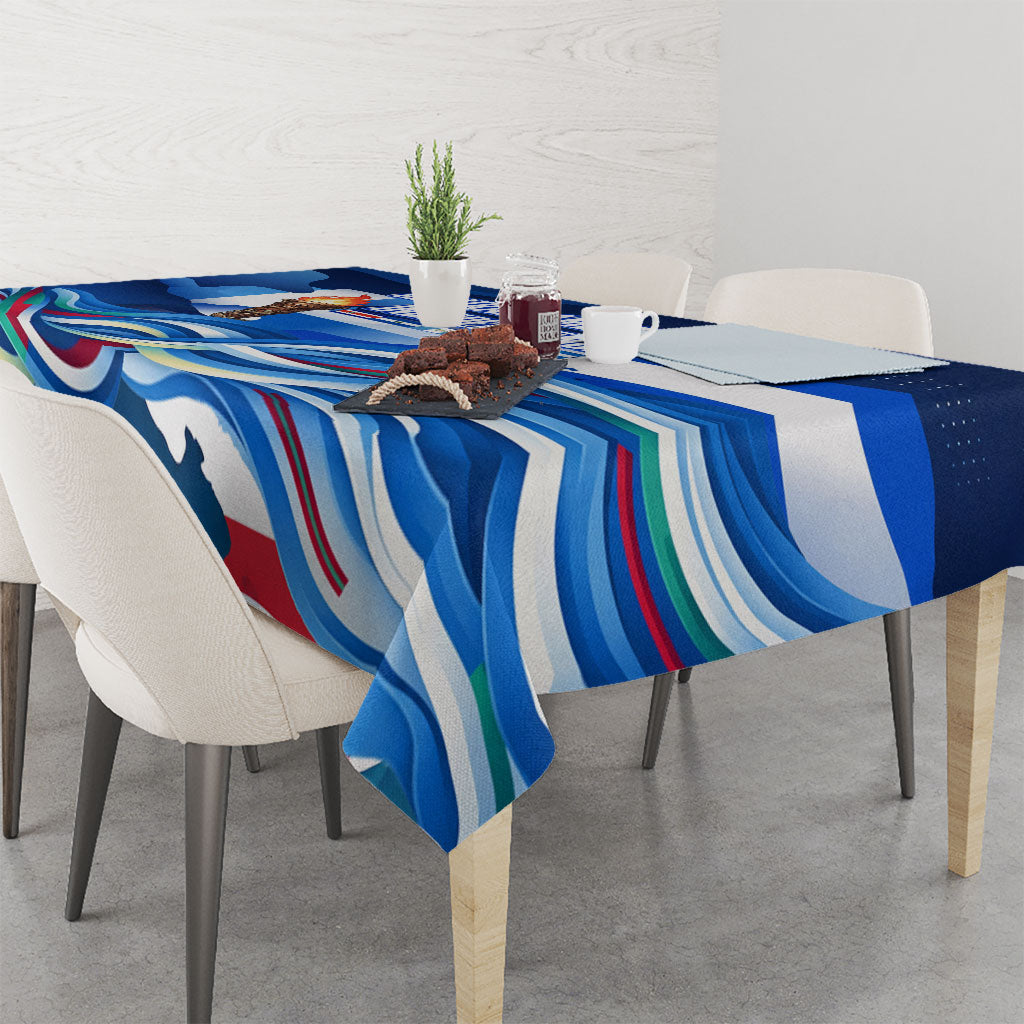 Central America Independence Rise Together Tablecloth Blue White Flag Map Crest Torch Independence Day