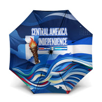 Central America Independence Rise Together Umbrella Blue White Flag Map Crest Torch Independence Day
