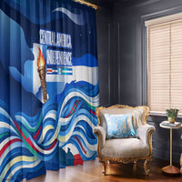 Central America Independence Rise Together Window Curtain Blue White Flag Map Crest Torch Independence Day