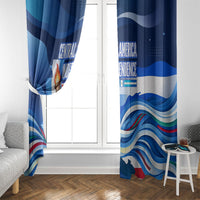 Central America Independence Rise Together Window Curtain Blue White Flag Map Crest Torch Independence Day